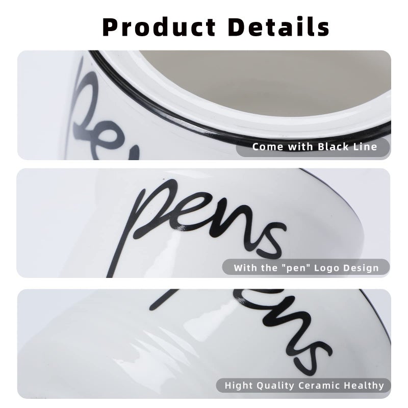 ONTUBE Porcelain Pens Holder Stand,Ceramic Pencils Holder (White) - Image 5